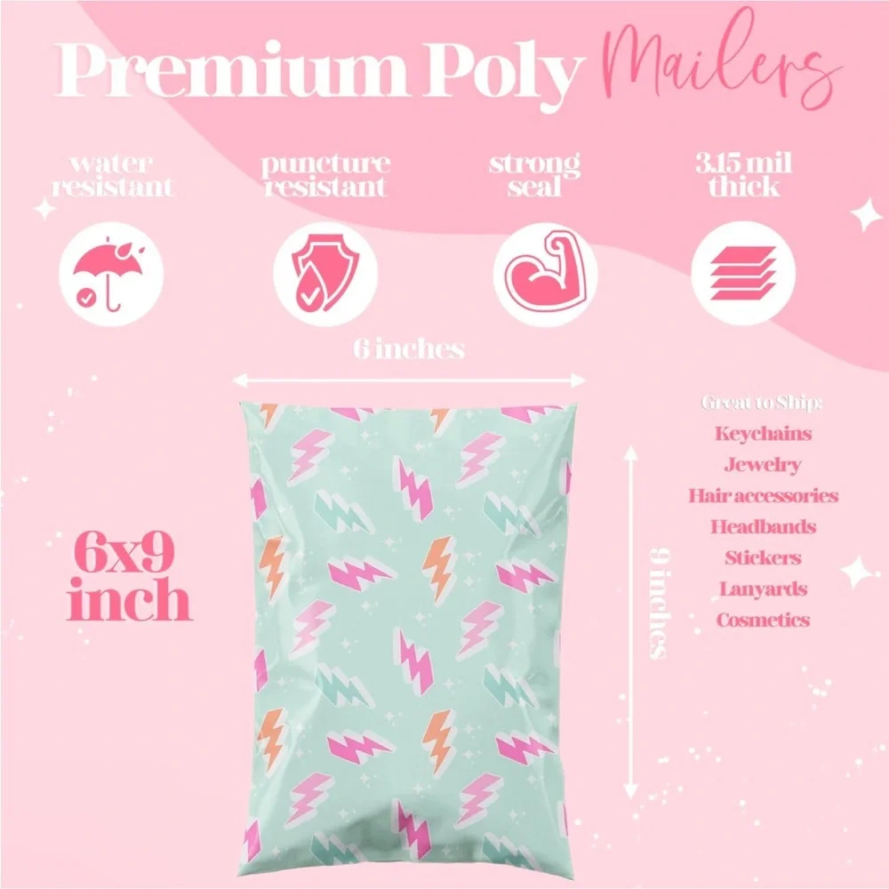 Lightning Bolt Polymailers - 6x9 - Pack‎ of 25